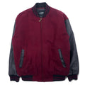 日本然リトテ-古着オンライン-90年代 UNITED FACE 袖レザー リブライン スタジャン M ボルドー ブラック ウール レザー-90's UNITED FACE Sleeve Leather Ribbed Varsity Jacket M bordeaux Black Wool Leather
