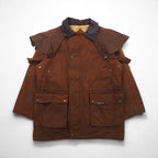 OUTBACK Oiled Hunting Jacket, Size L, Brown, Leather Collar, with Cape, Country Man