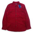 RALPH LAUREN Flannel Shirt XL Red Check Leather Elbow Patch Flap Pocket Unused