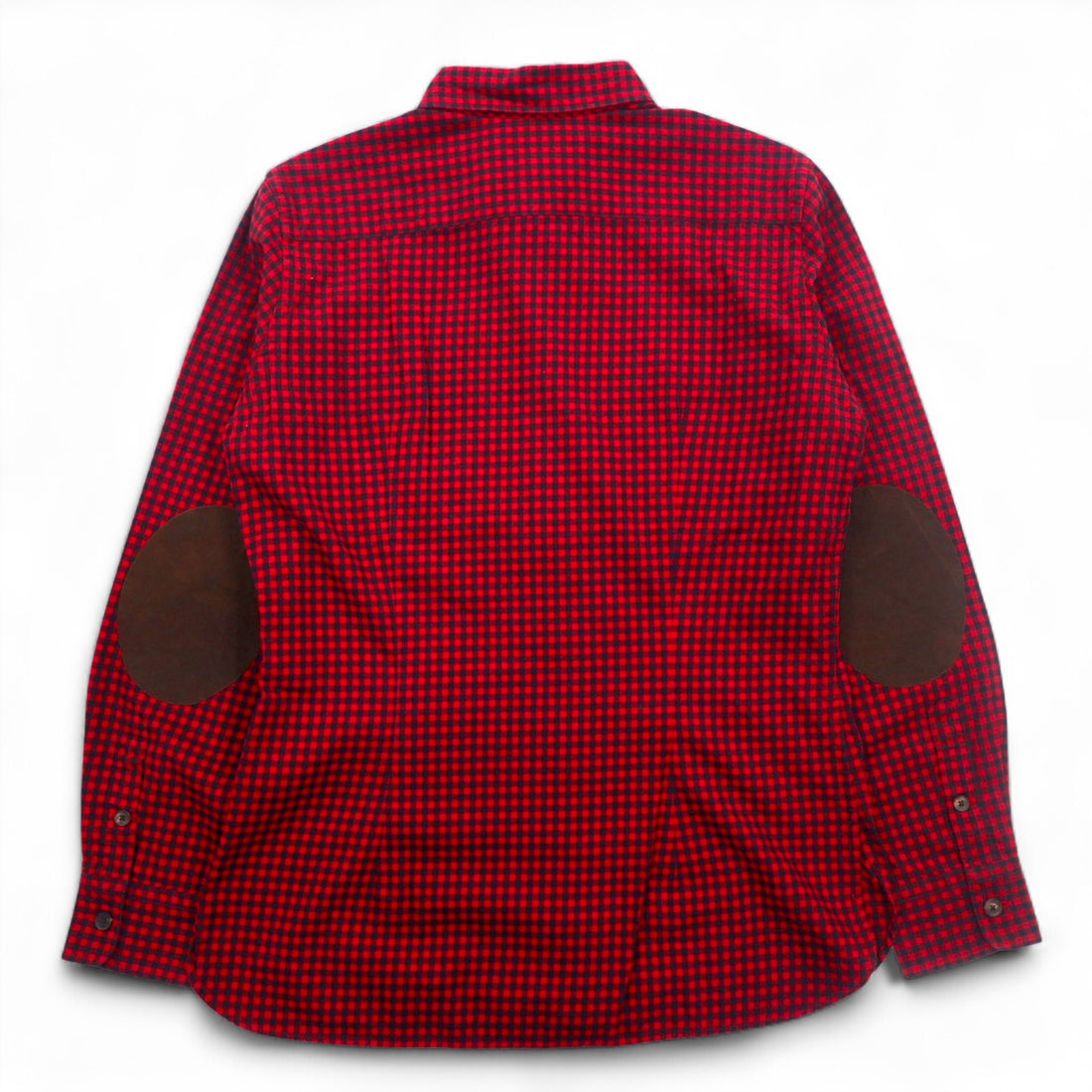 RALPH LAUREN Flannel Shirt XL Red Check Leather Elbow Patch Flap Pocket Unused