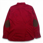 RALPH LAUREN Flannel Shirt XL Red Check Leather Elbow Patch Flap Pocket Unused