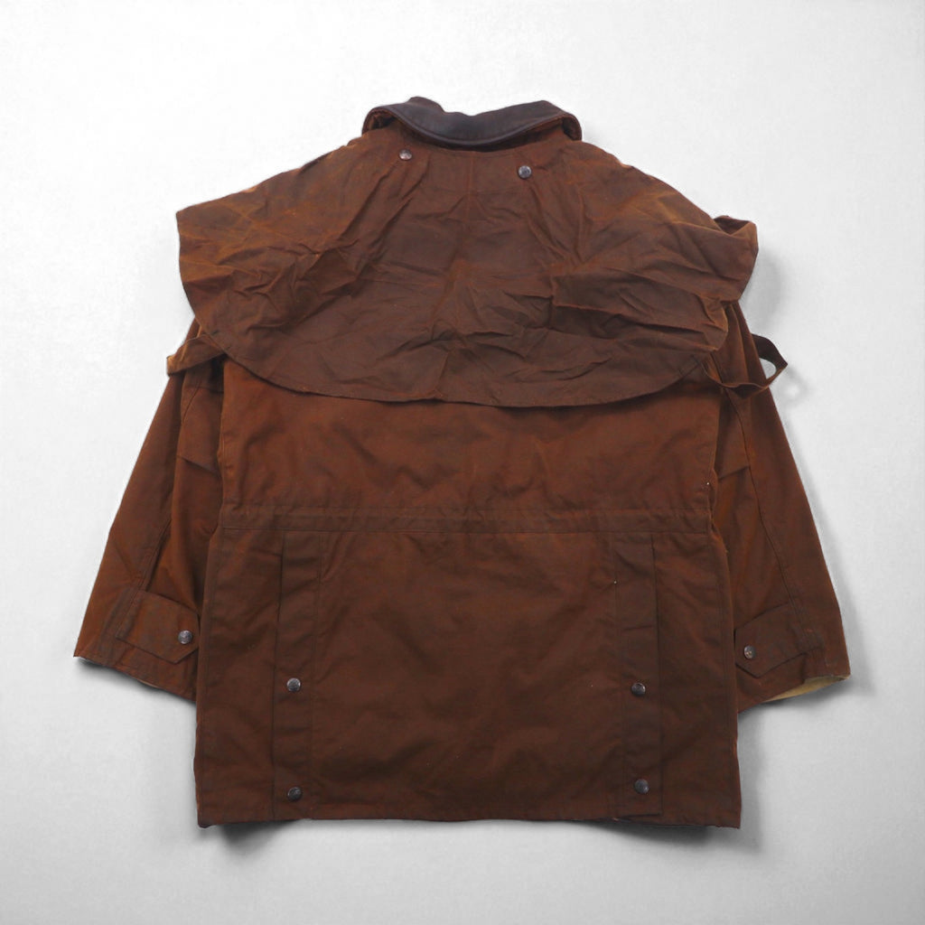 OUTBACK Oiled Hunting Jacket, Size L, Brown, Leather Collar, with Cape, Country Man