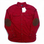 RALPH LAUREN Flannel Shirt XL Red Check Leather Elbow Patch Flap Pocket Unused