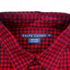 RALPH LAUREN Flannel Shirt XL Red Check Leather Elbow Patch Flap Pocket Unused