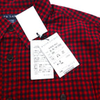 RALPH LAUREN Flannel Shirt XL Red Check Leather Elbow Patch Flap Pocket Unused