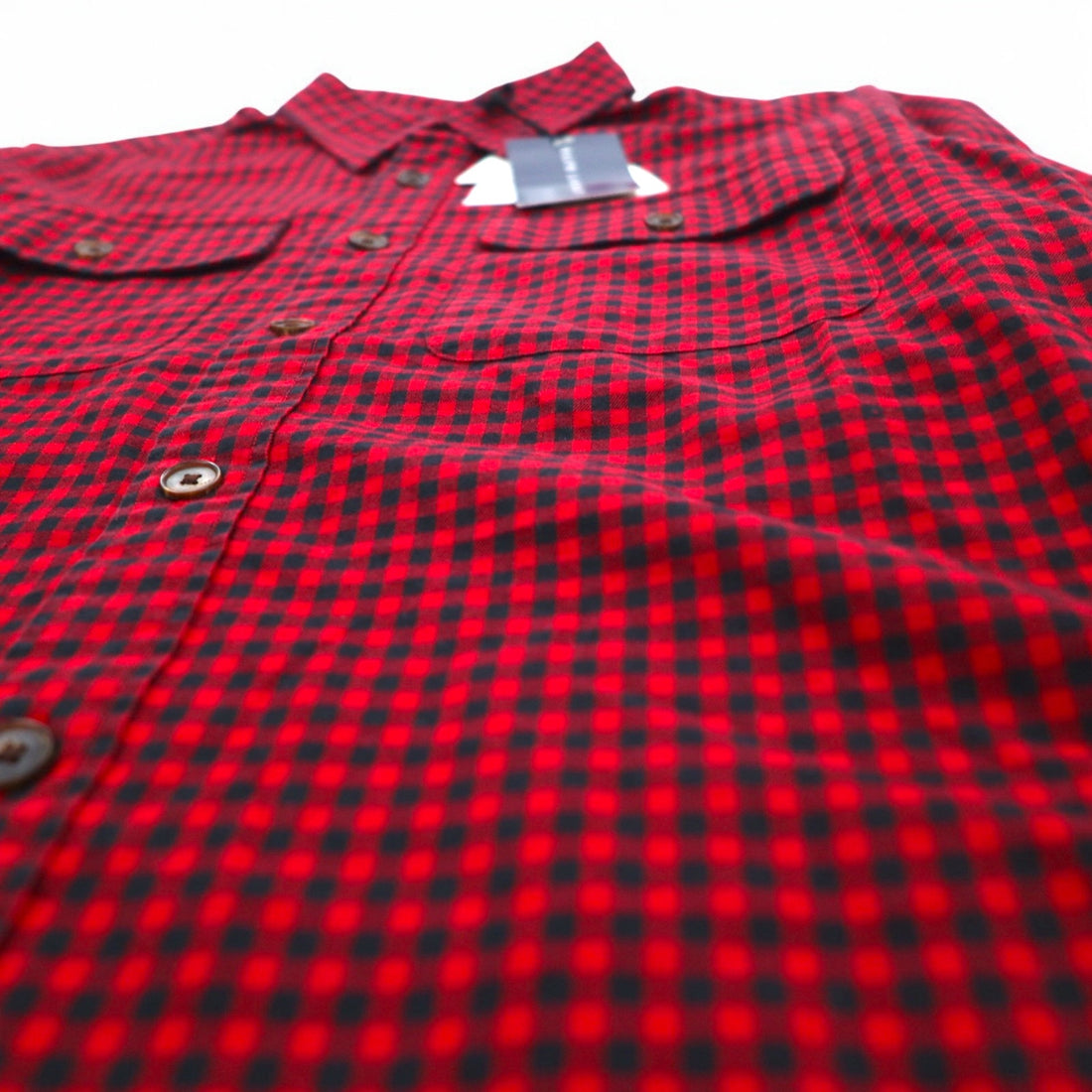 RALPH LAUREN Flannel Shirt XL Red Check Leather Elbow Patch Flap Pocket Unused