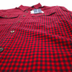 RALPH LAUREN Flannel Shirt XL Red Check Leather Elbow Patch Flap Pocket Unused