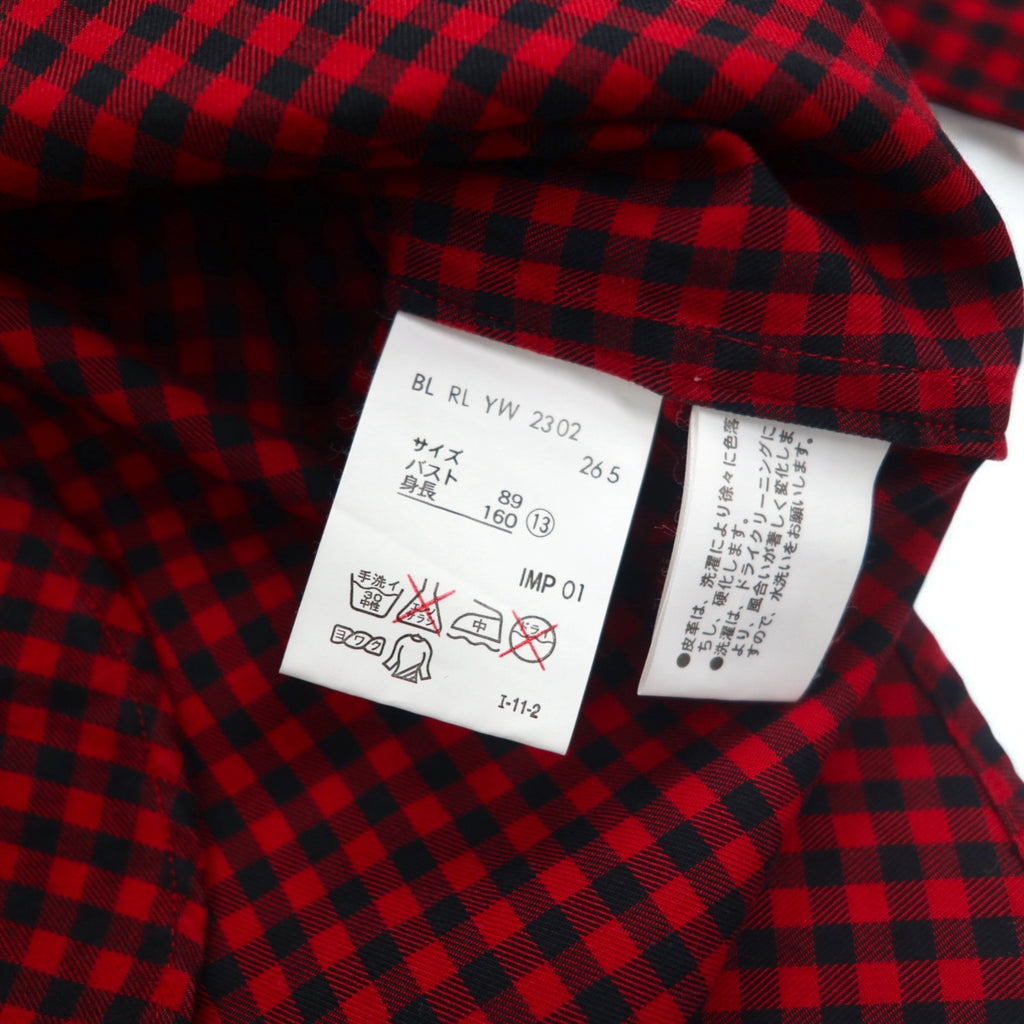 RALPH LAUREN Flannel Shirt XL Red Check Leather Elbow Patch Flap Pocket Unused