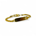 CELINE Vintage Kihei Chain Bracelet Gold Triomphe ID Plate Made in Italy