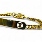 CELINE Vintage Kihei Chain Bracelet Gold Triomphe ID Plate Made in Italy