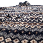 90s MARSH LANDING Boa Fleece Jacket M Brown All-over Nordic Pattern Acrylic Drawstring