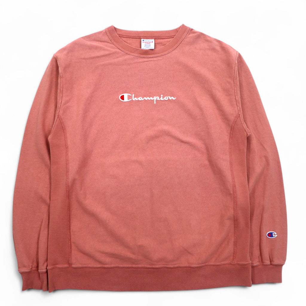 Champion Reverse Weave T-SHIRT Sweatshirt M Pink Script Logo Embroidery C8-P404
