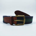 Polo Ralph Lauren Web Belt in Navy Cotton Canvas and Leather with a Brass Gold Buckle