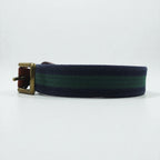 Polo Ralph Lauren Web Belt in Navy Cotton Canvas and Leather with a Brass Gold Buckle