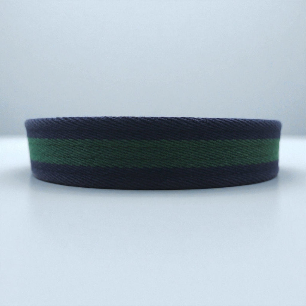 Polo Ralph Lauren Web Belt in Navy Cotton Canvas and Leather with a Brass Gold Buckle