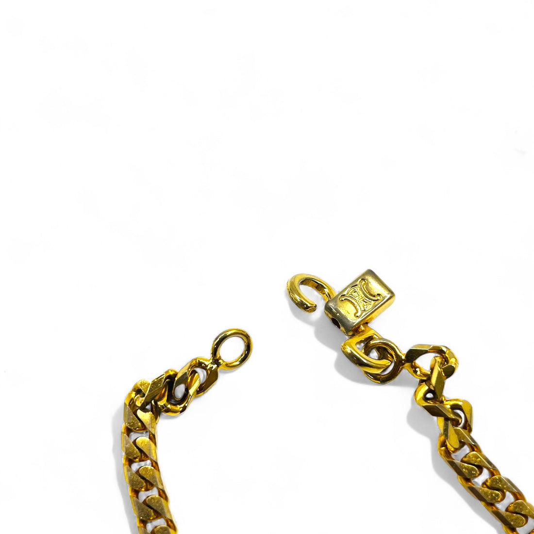 CELINE Vintage Kihei Chain Bracelet Gold Triomphe ID Plate Made in Italy
