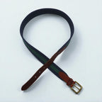 Polo Ralph Lauren Web Belt in Navy Cotton Canvas and Leather with a Brass Gold Buckle
