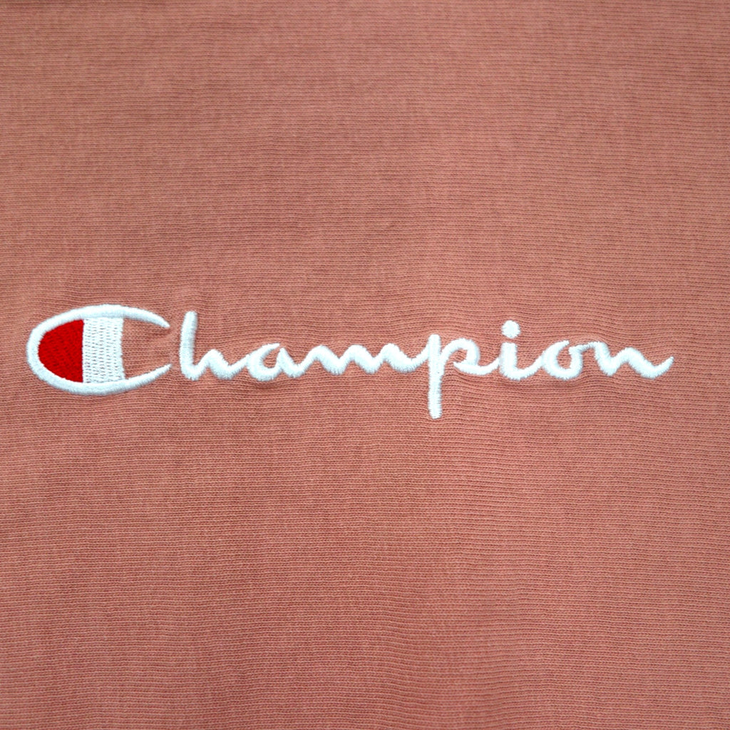 Champion Reverse Weave T-SHIRT Sweatshirt M Pink Script Logo Embroidery C8-P404