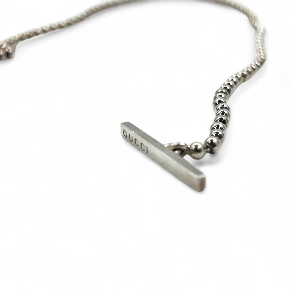 GUCCI Ball Chain Silver Necklace Pendant Ag925 Interlocking G Made in Italy