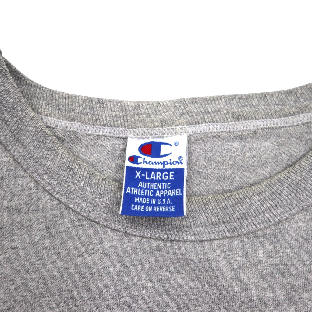 Champion USA Made 90s College Print T-Shirt XL Grey Cotton Marine ATHLETICS