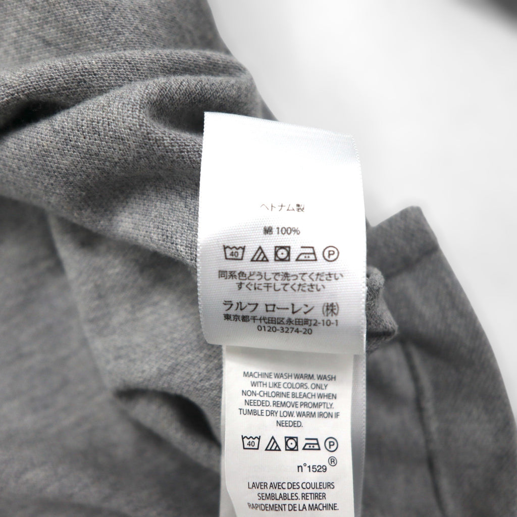 Polo Ralph Lauren ヘンリーネック パーカー L グレー 刺繍 ビッグポニー 鹿の子 ハーフボタン プルオーバー