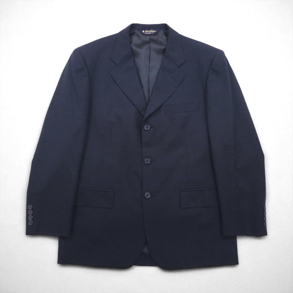 Brooks Brothers 3B Suit, Size M, Navy Wool, Double-Tuck, Wide Fit