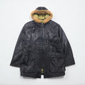 GARA 90s Vintage Lambskin Coat, Lamb Leather N-3B Flight Jacket, Medium, Fur, Bi-Flap, Riri Zip