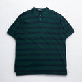 Polo by Ralph Lauren 90年代 ボーダー ポロシャツ 2XL グリーン コットン 鹿の子 スモールポニー刺繍