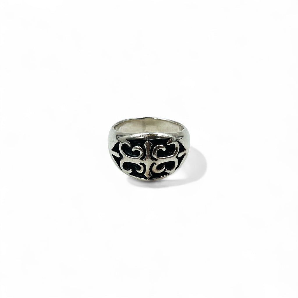 Vintage Silver Signet Ring Signet Flare Cross Ring Size 17 Silver 925 Gothic