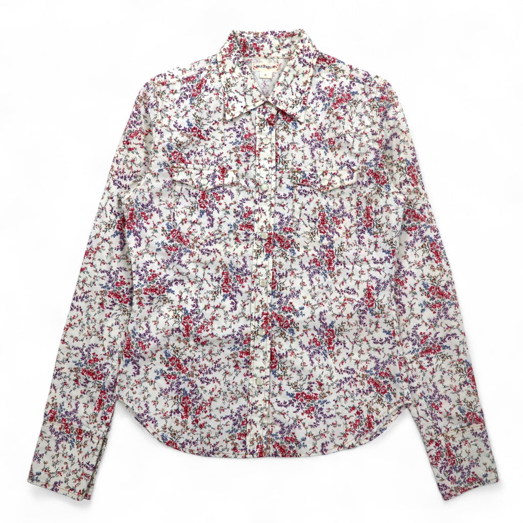 POLO JEANS CO. RALPH LAUREN Floral Western Shirt S White Snap Button