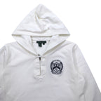 LAUREN ACTIVE RALPH LAUREN 90s Skipper Hoodie M White Toggle Button Embroidered Emblem Logo