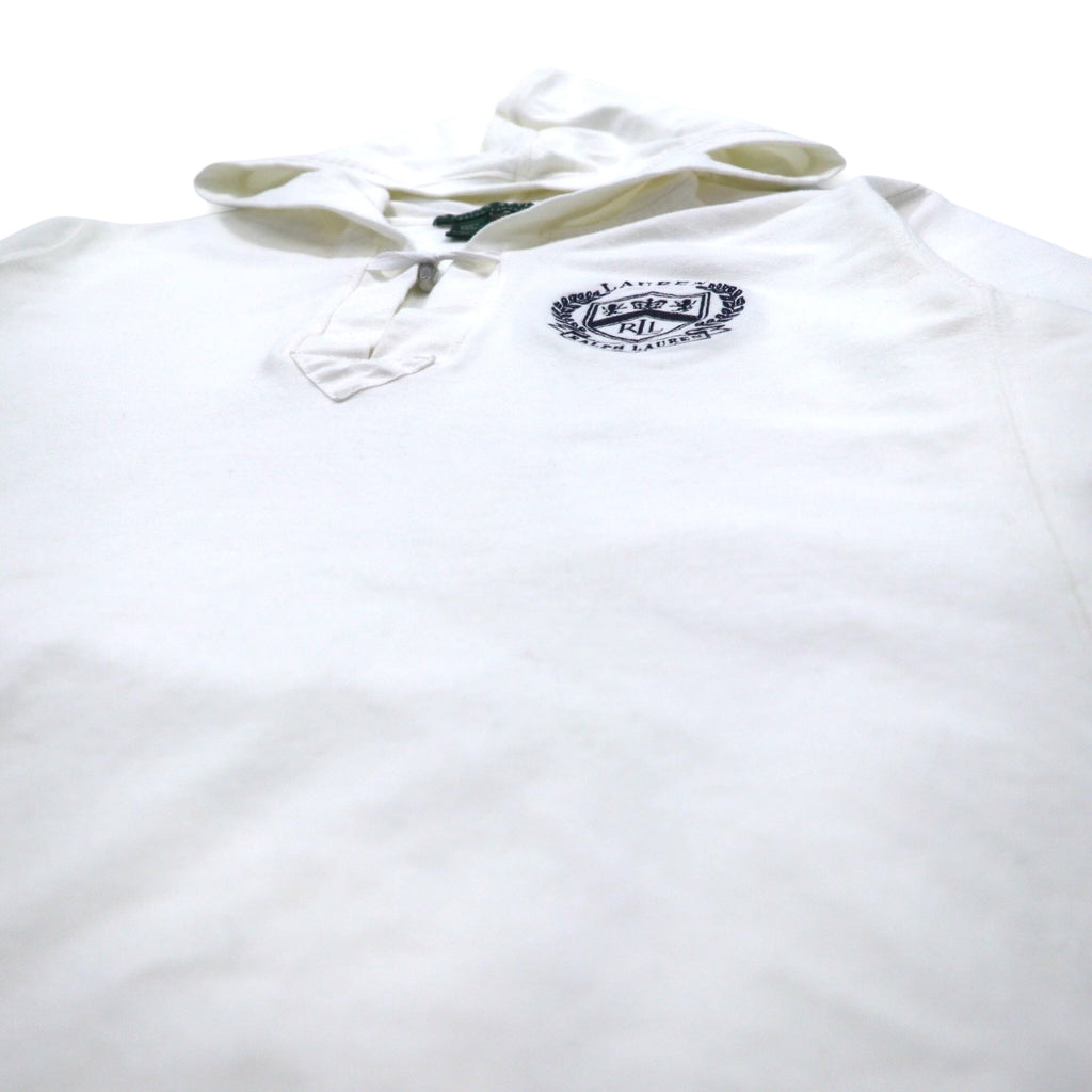 LAUREN ACTIVE RALPH LAUREN 90s Skipper Hoodie M White Toggle Button Embroidered Emblem Logo