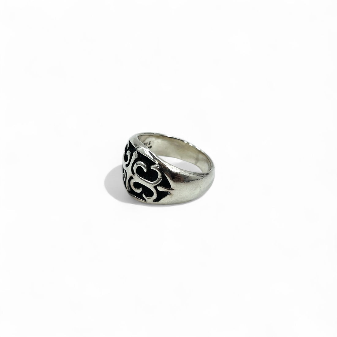 Vintage Silver Signet Ring Signet Flare Cross Ring Size 17 Silver 925 Gothic
