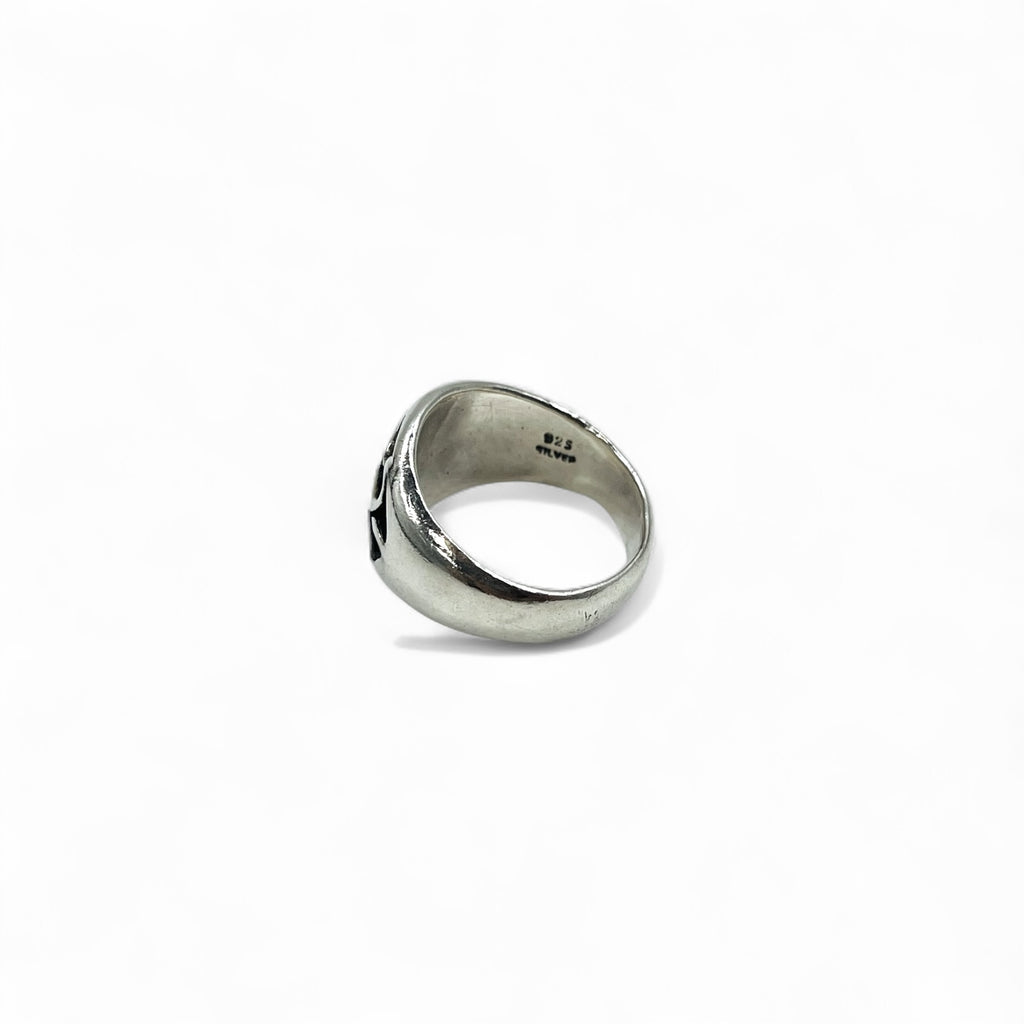 Vintage Silver Signet Ring Signet Flare Cross Ring Size 17 Silver 925 Gothic