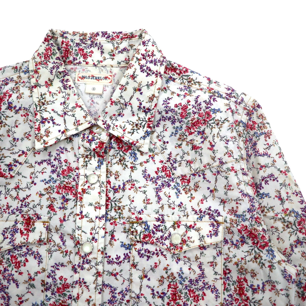 POLO JEANS CO. RALPH LAUREN Floral Western Shirt S White Snap Button