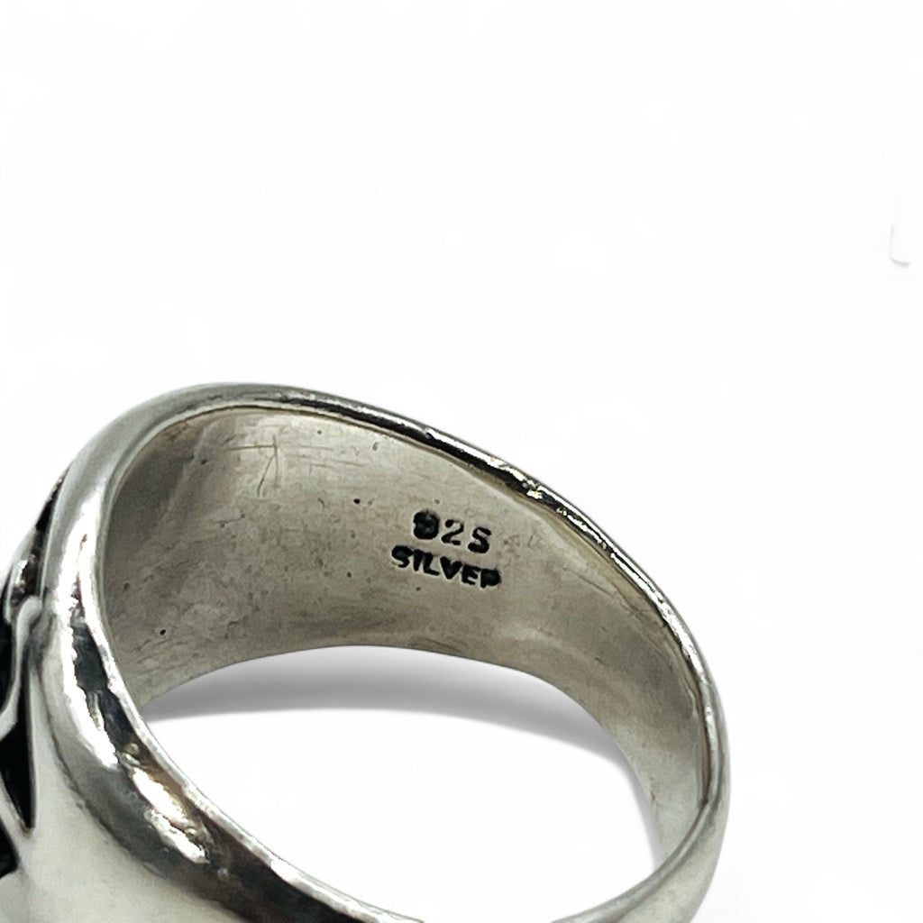 Vintage Silver Signet Ring Signet Flare Cross Ring Size 17 Silver 925 Gothic