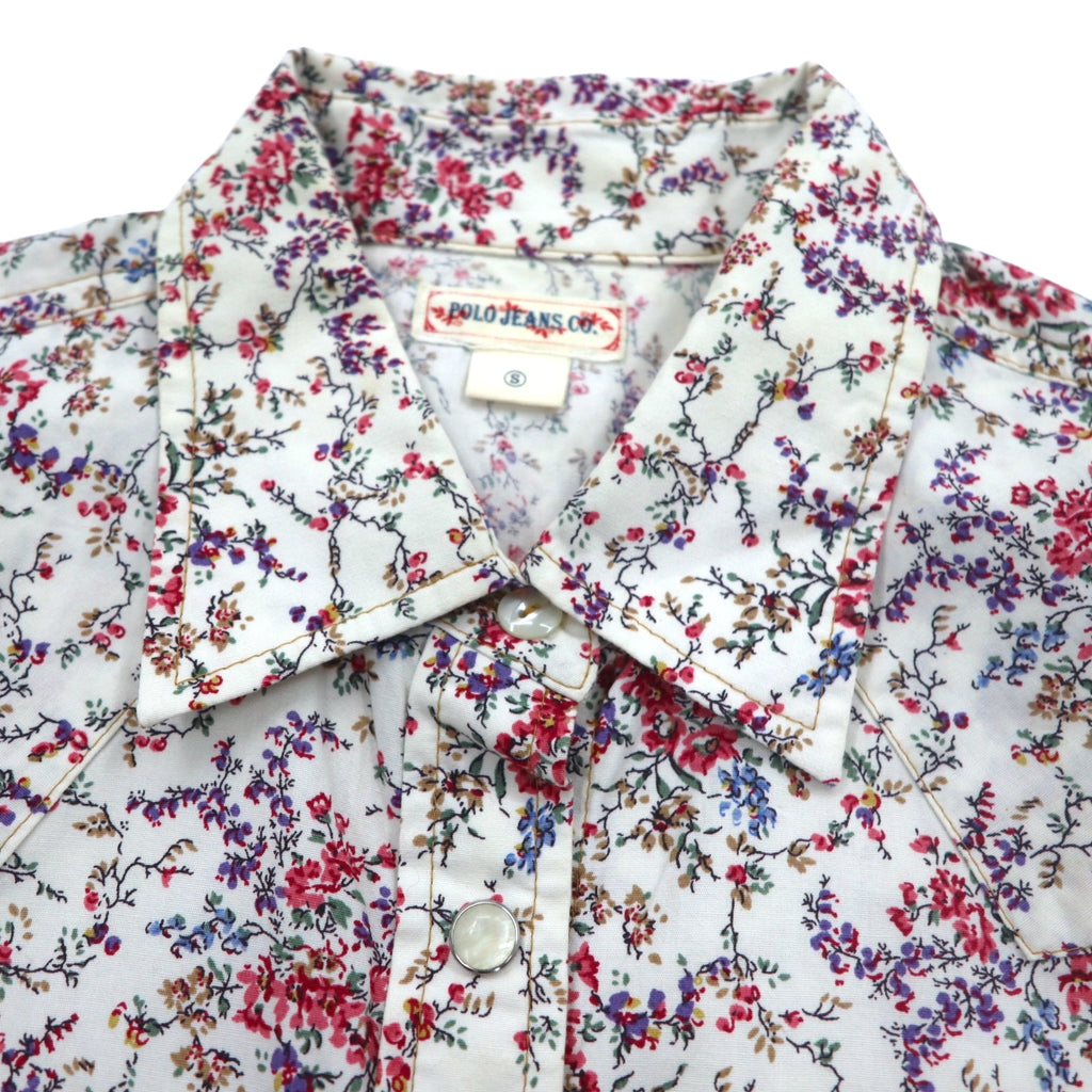 POLO JEANS CO. RALPH LAUREN Floral Western Shirt S White Snap Button