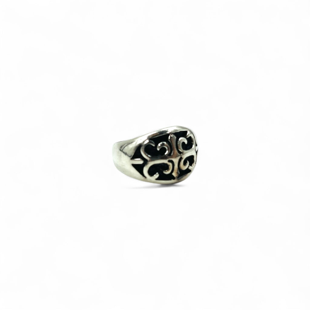 Vintage Silver Signet Ring Signet Flare Cross Ring Size 17 Silver 925 Gothic