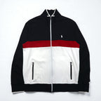 Polo Ralph Lauren Track Jacket Jersey M Black Cotton Small Pony Embroidery Tricolor