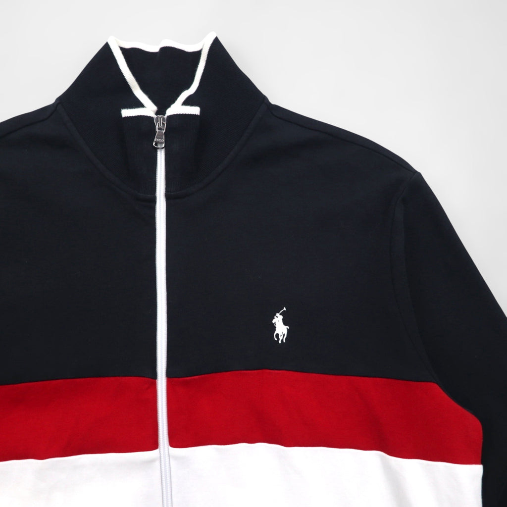 Polo Ralph Lauren Track Jacket Jersey M Black Cotton Small Pony Embroidery Tricolor