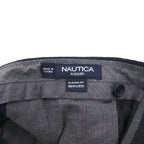 NAUTICA RIGGER Classic Fit 2-Puck Wide Leg Slacks, Size L, Gray Check Wool