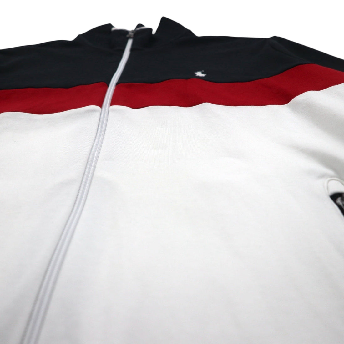 Polo Ralph Lauren Track Jacket Jersey M Black Cotton Small Pony Embroidery Tricolor