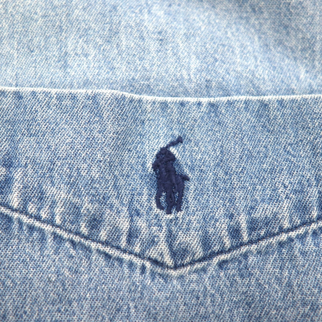 RALPH LAUREN 90s Big Shirt, Denim Button-Down Shirt, Size 2XL, Indigo and Blue with Small Pony Embroidery
