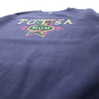 JAN SPORT Made in USA 90's College Embroidery Sweatshirt M Navy Cotton Brushed Back UNIVERSITY OF TULSA