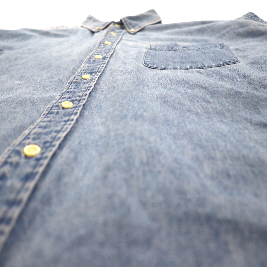 RALPH LAUREN 90s Big Shirt, Denim Button-Down Shirt, Size 2XL, Indigo and Blue with Small Pony Embroidery