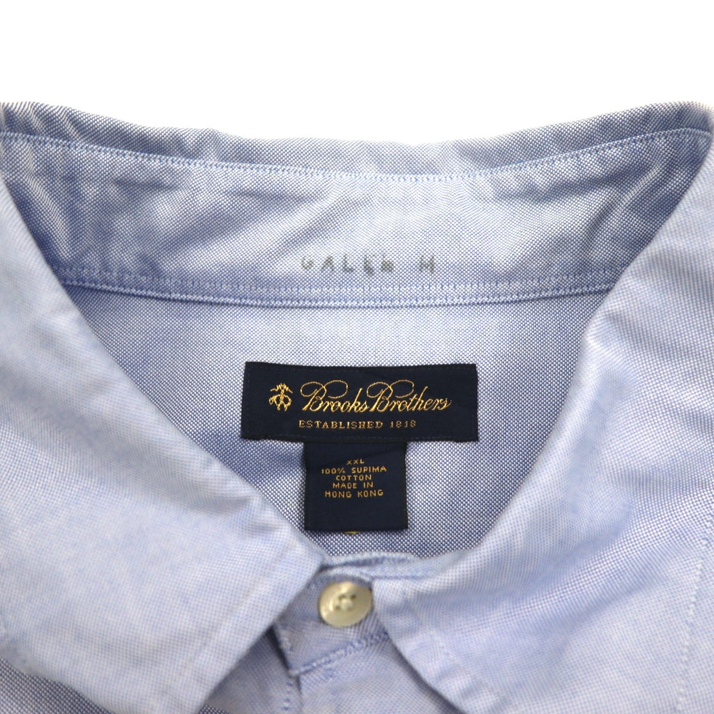 Brooks Brothers Supima Cotton Oxford Button-Down Shirt, 2XL, Blue, Big Size, One Point Logo