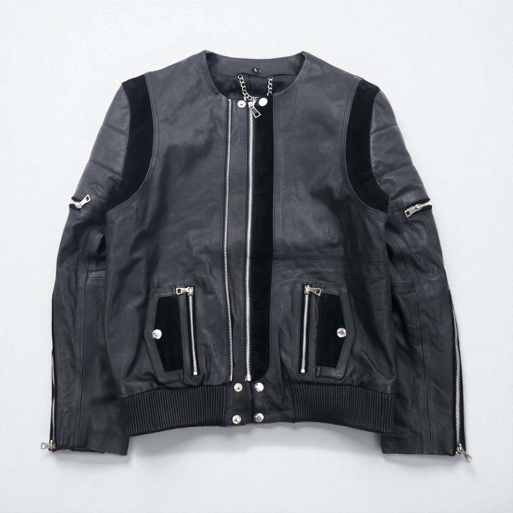 WILLIAM WETSH Single Rider Biker Jacket, Size L, Suede with Ribbed Design