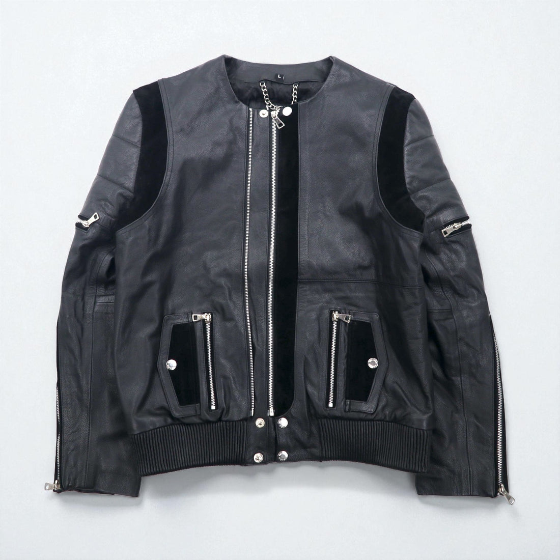 WILLIAM WETSH Single Rider Biker Jacket, Size L, Suede with Ribbed Design