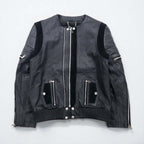 WILLIAM WETSH Single Rider Biker Jacket, Size L, Suede with Ribbed Design