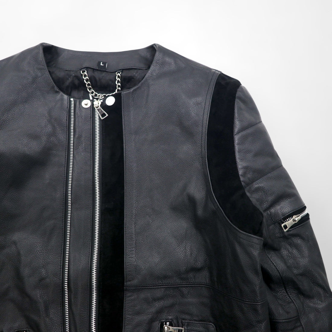 WILLIAM WETSH Single Rider Biker Jacket, Size L, Suede with Ribbed Design